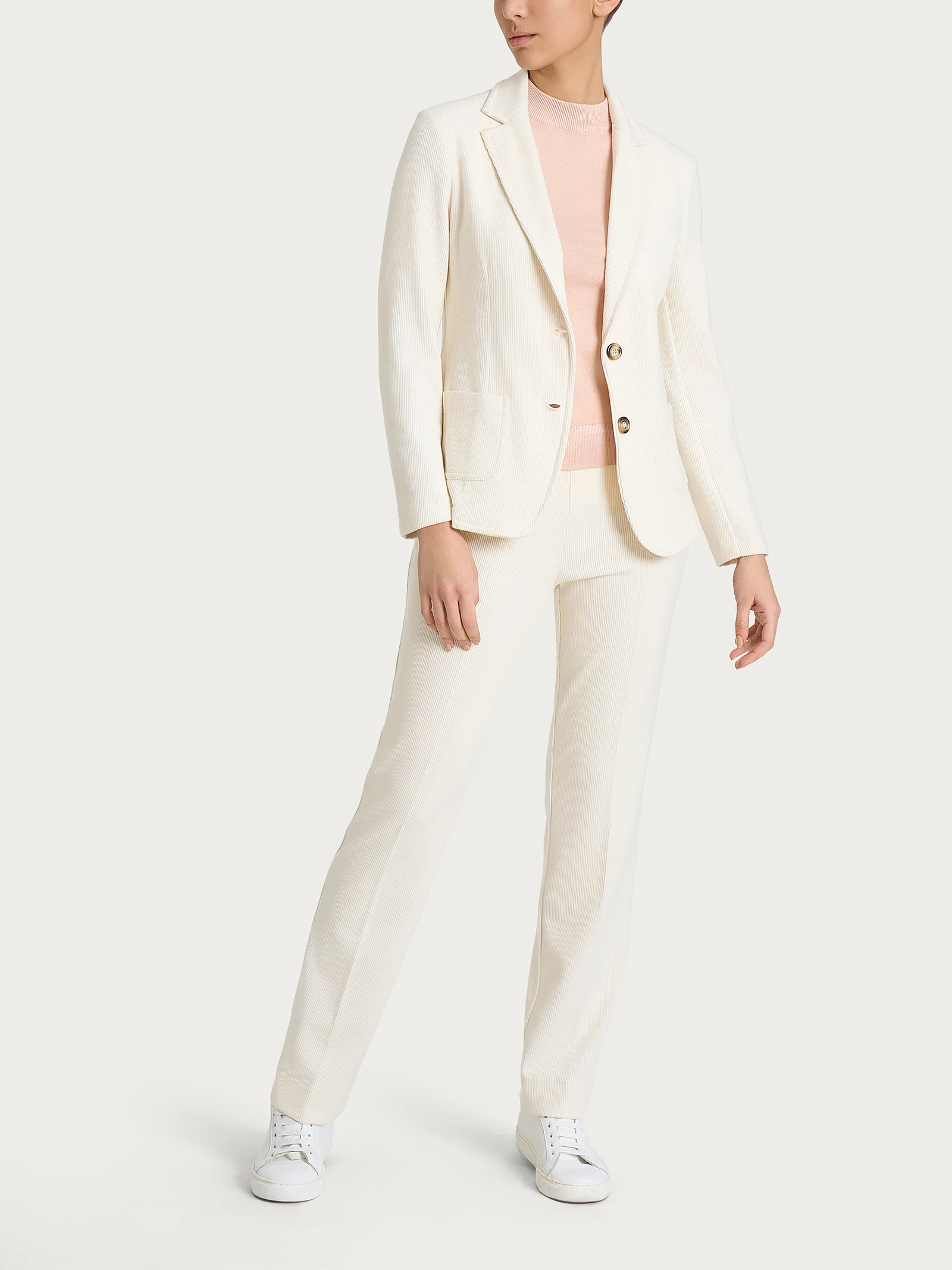 Blazer con due bottoni in Velvet - Avorio - Image 4