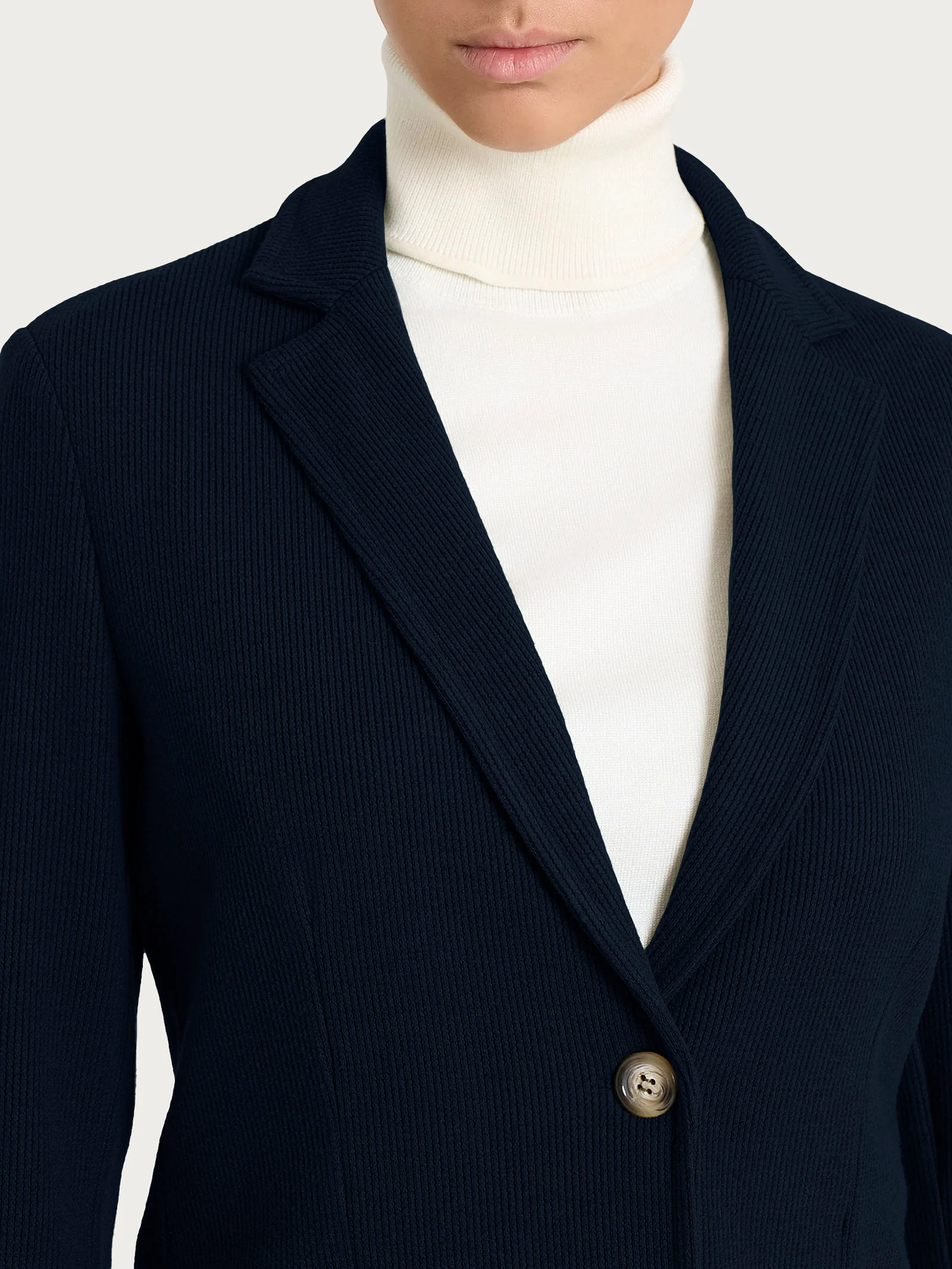 Blazer con due bottoni in Velvet - Bleu - Image 3