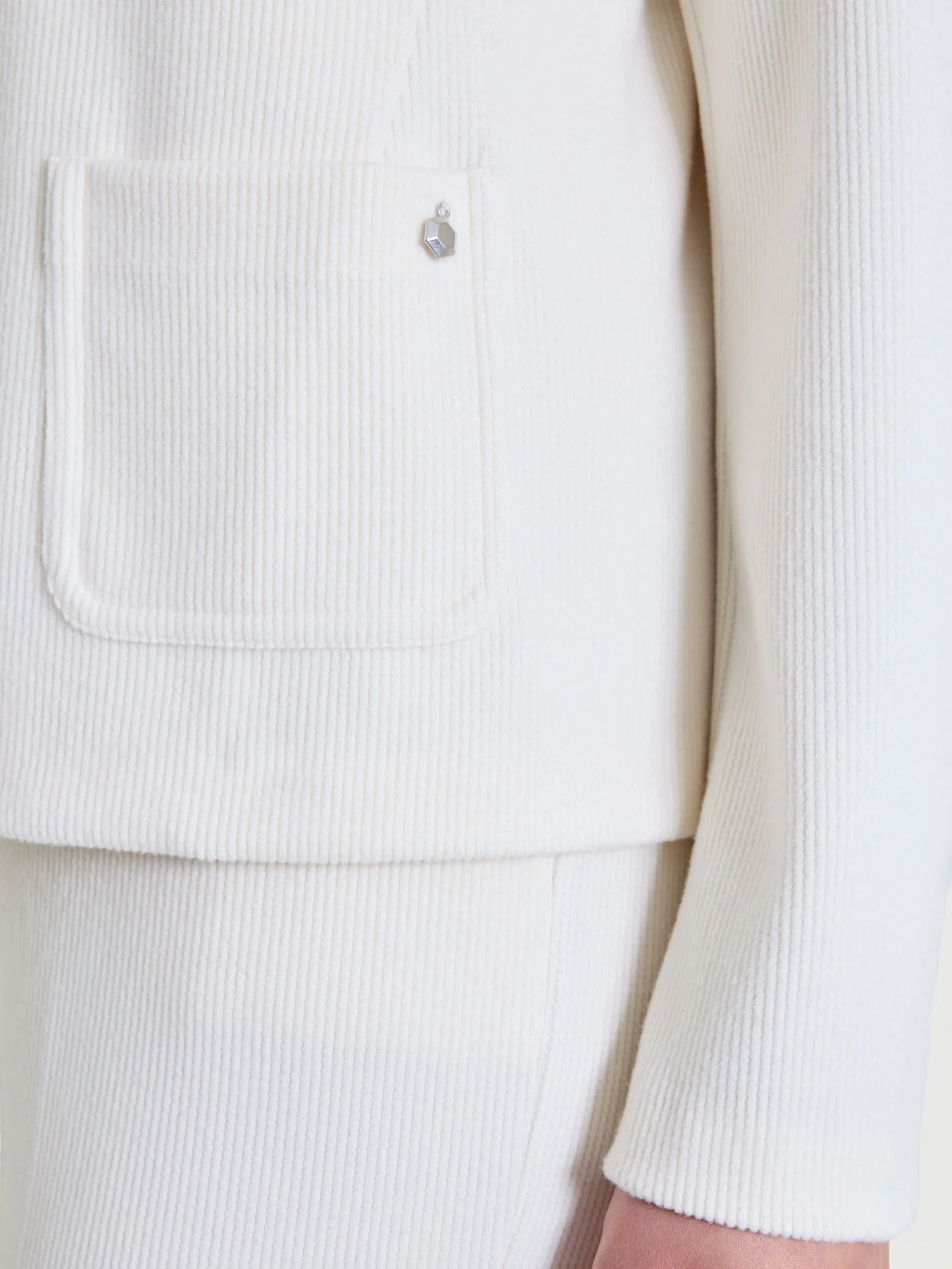 Blazer corto in Velvet - Avorio - Image 3