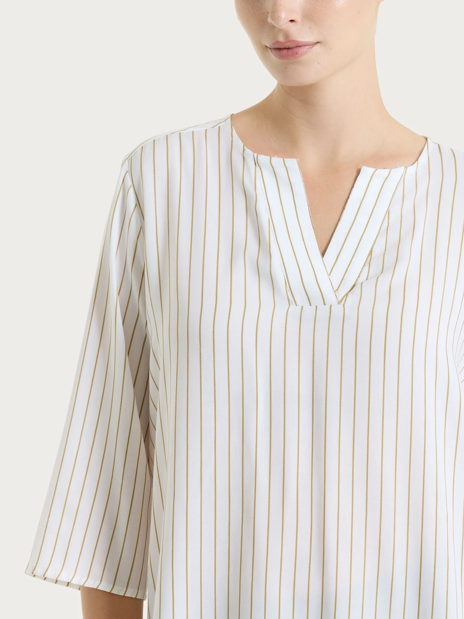 Blusa a righe in EcoSeta - Fant.White - Image 4