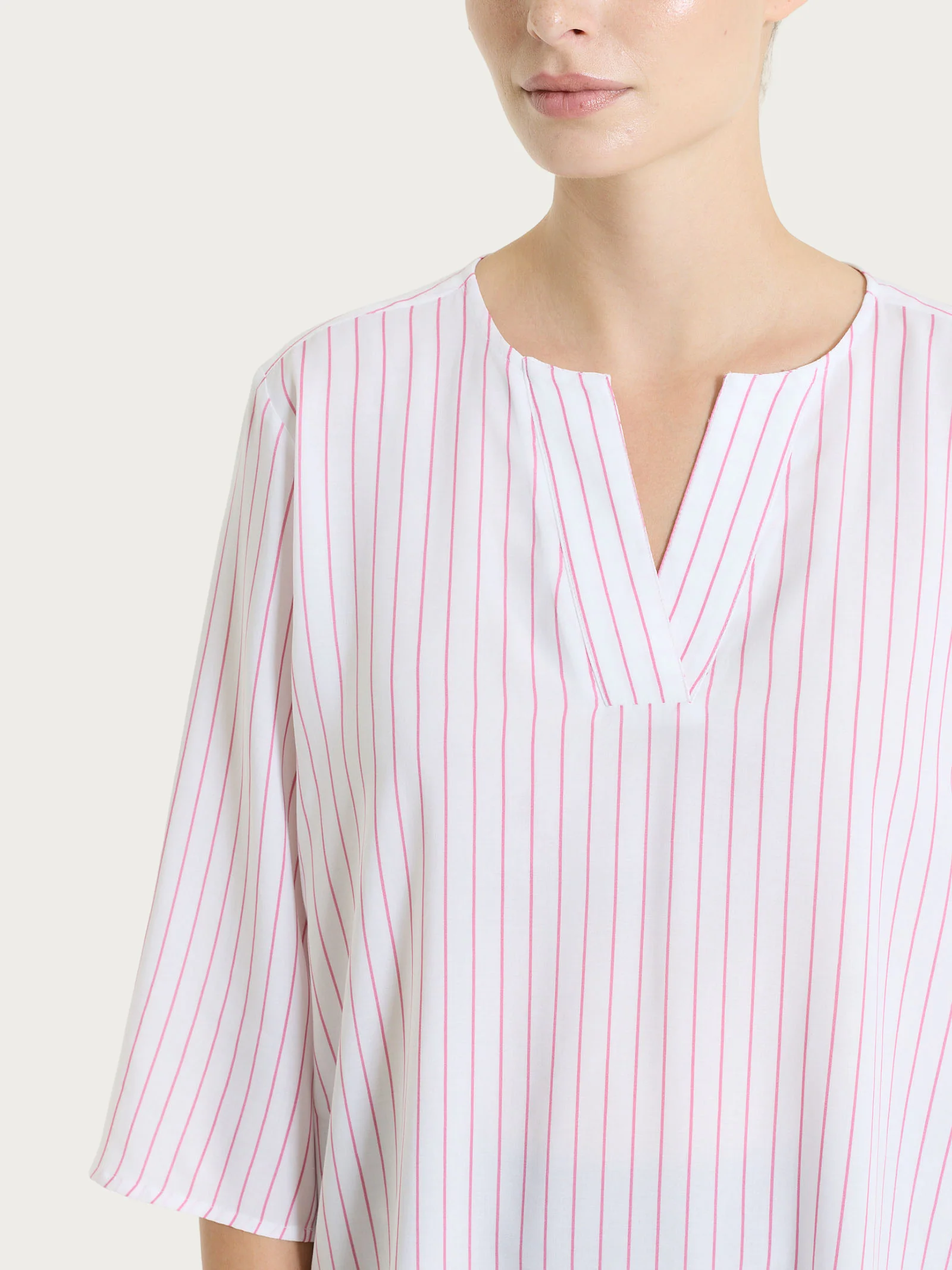 Blusa a righe in EcoSeta - Fant. Cashmere Rose - Image 4