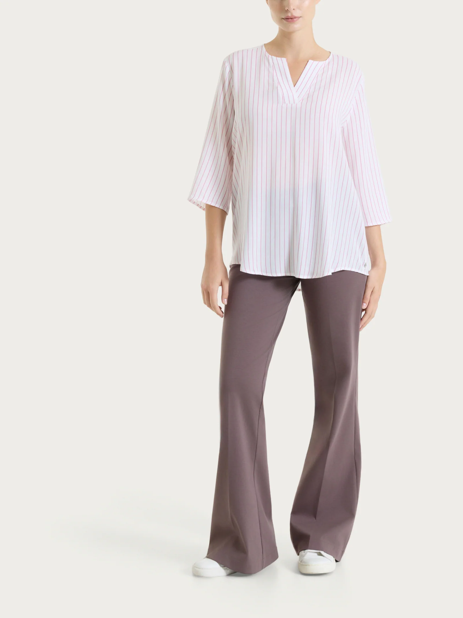Blusa a righe in EcoSeta - Fant. Cashmere Rose - Image 5