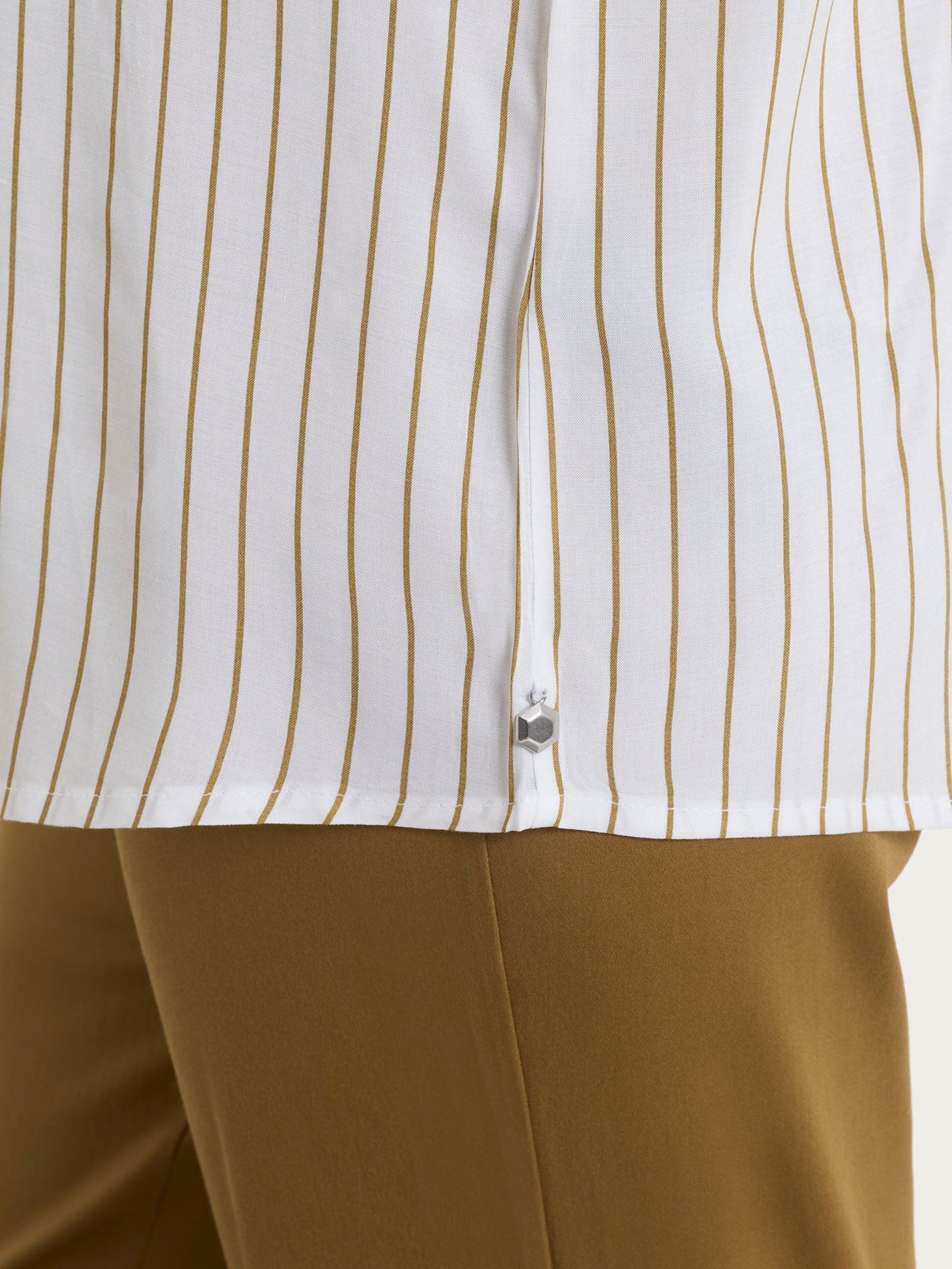 Camicia a righe con manica corta in Ecoseta - Fant.White - Image 3