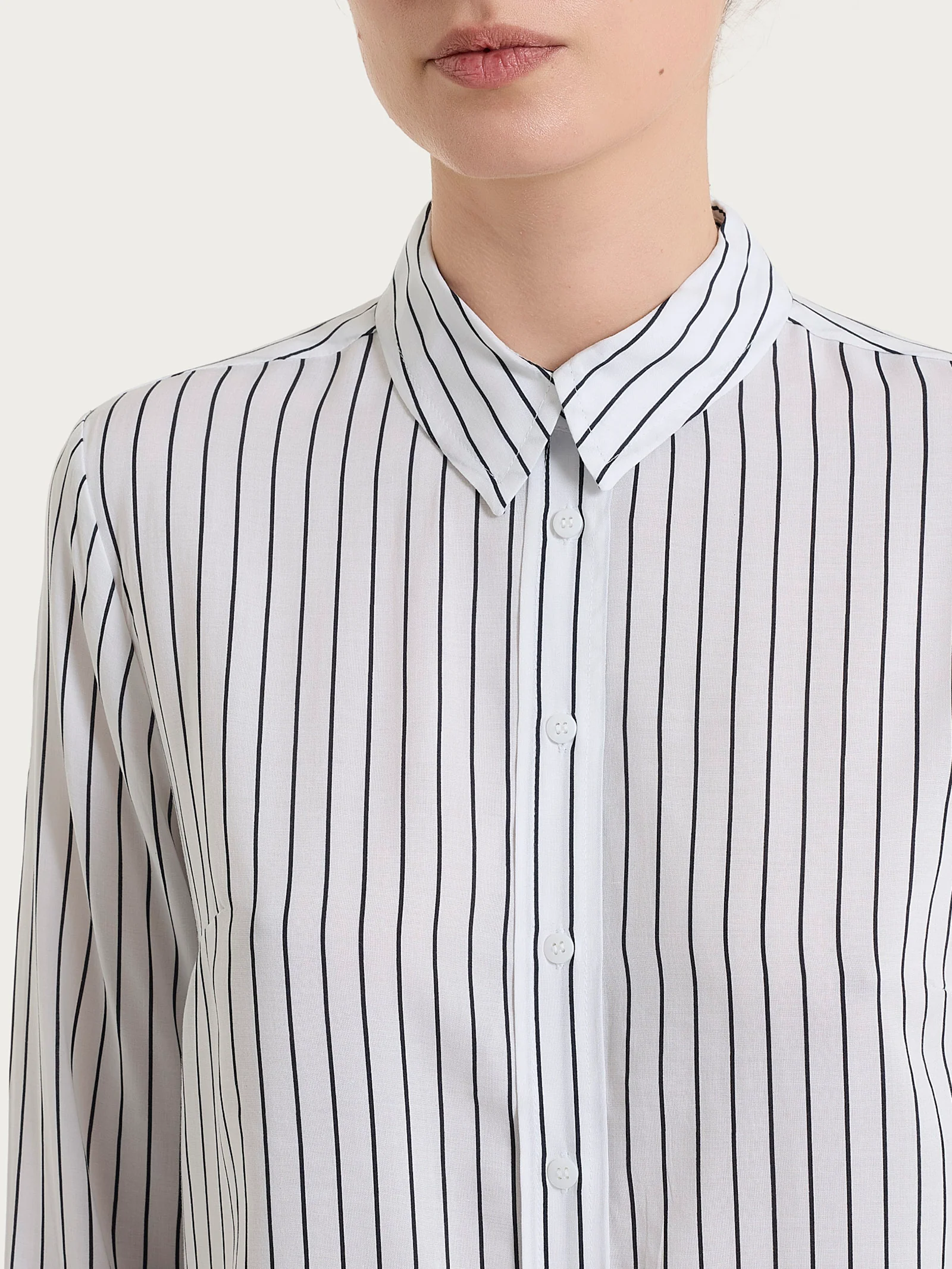 Camicia a righe in EcoSeta - Fant.Bleu - Image 4