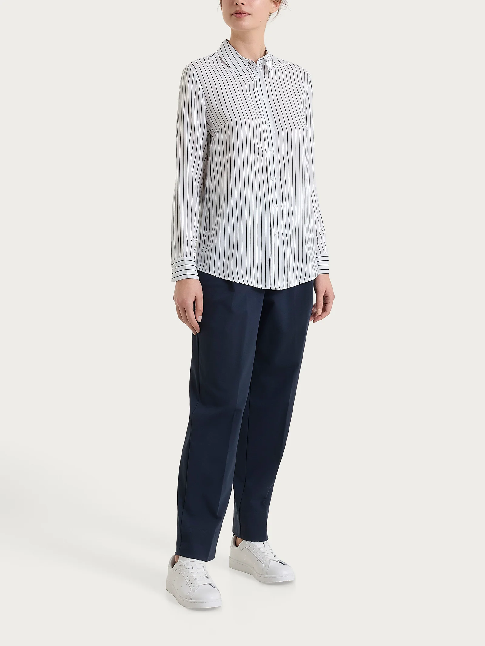 Camicia a righe in EcoSeta - Fant.Bleu - Image 5