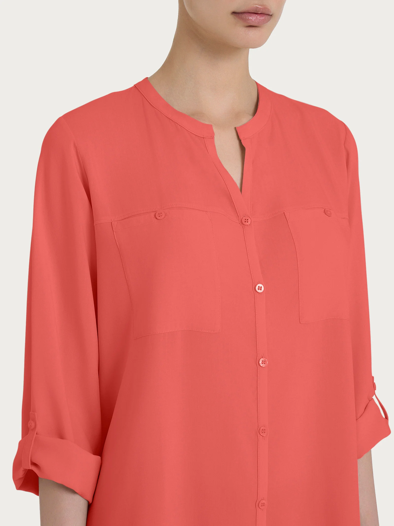 Camicia con collo alla coreana in EcoSeta - Dubarry - Image 3
