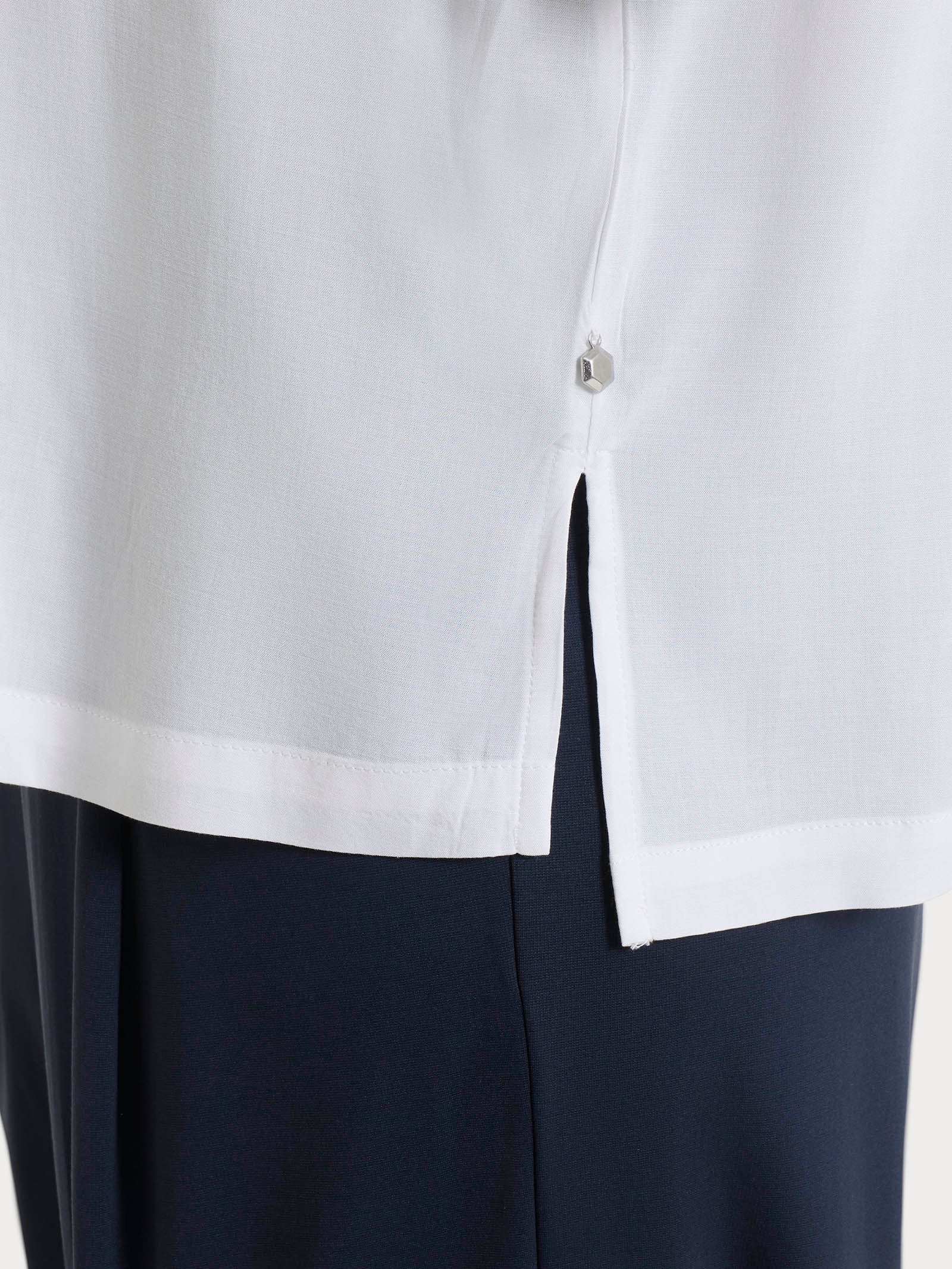 Camicia con manica 3/4 in Voile Stretch - Bianco - Image 3