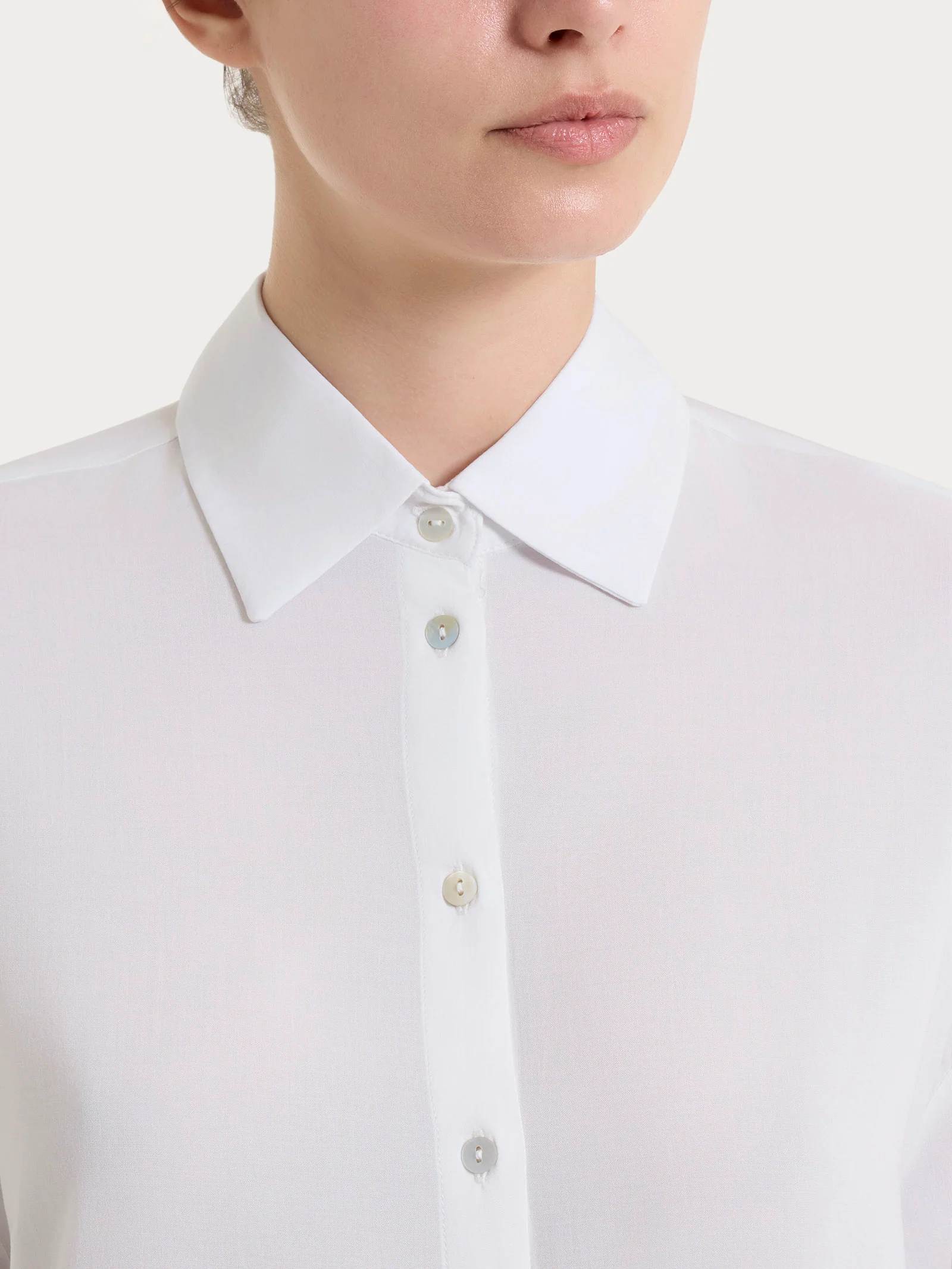 Camicia con manica 3/4 in Voile Stretch - Bianco - Image 4