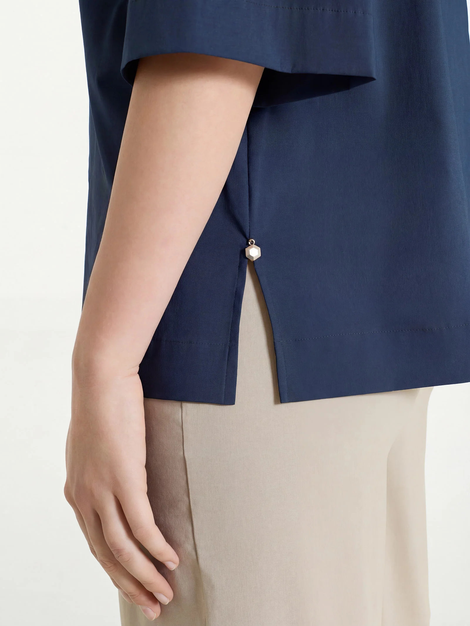 Camicia con manica corta in Super Fresh - Bleu - Image 3