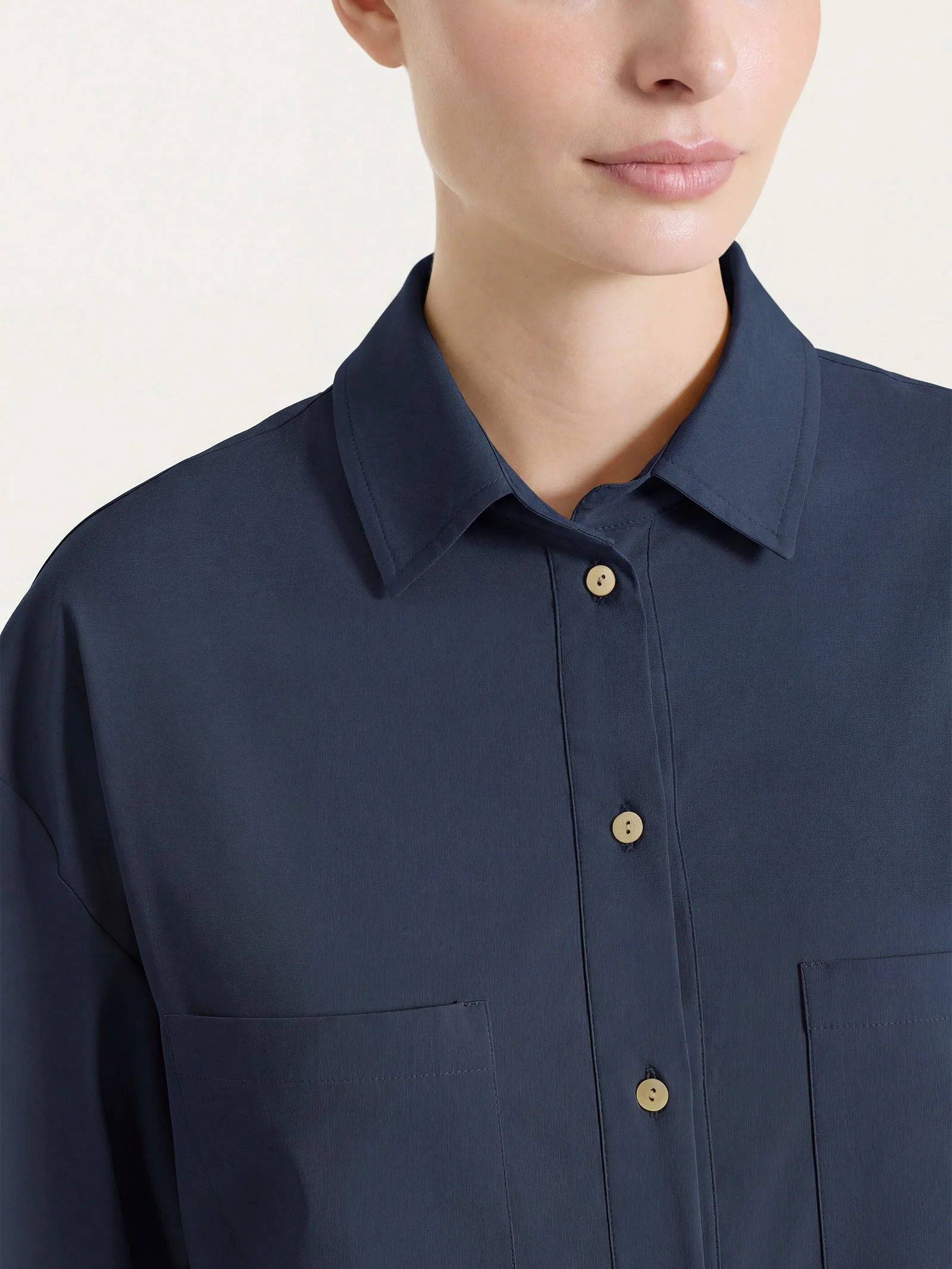 Camicia con manica corta in Super Fresh - Bleu - Image 4