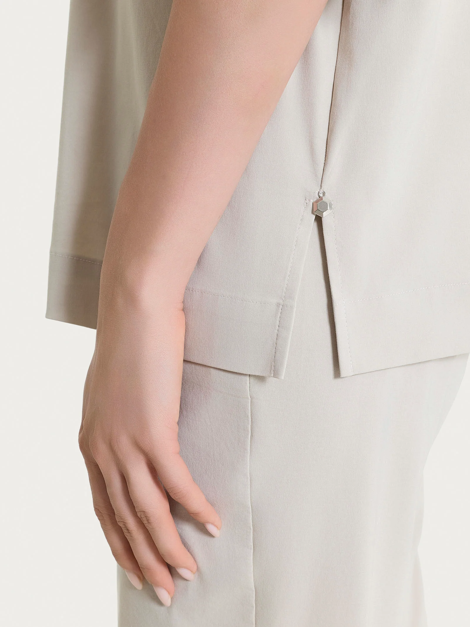 Camicia con manica corta in Super Fresh - Champignon - Image 4