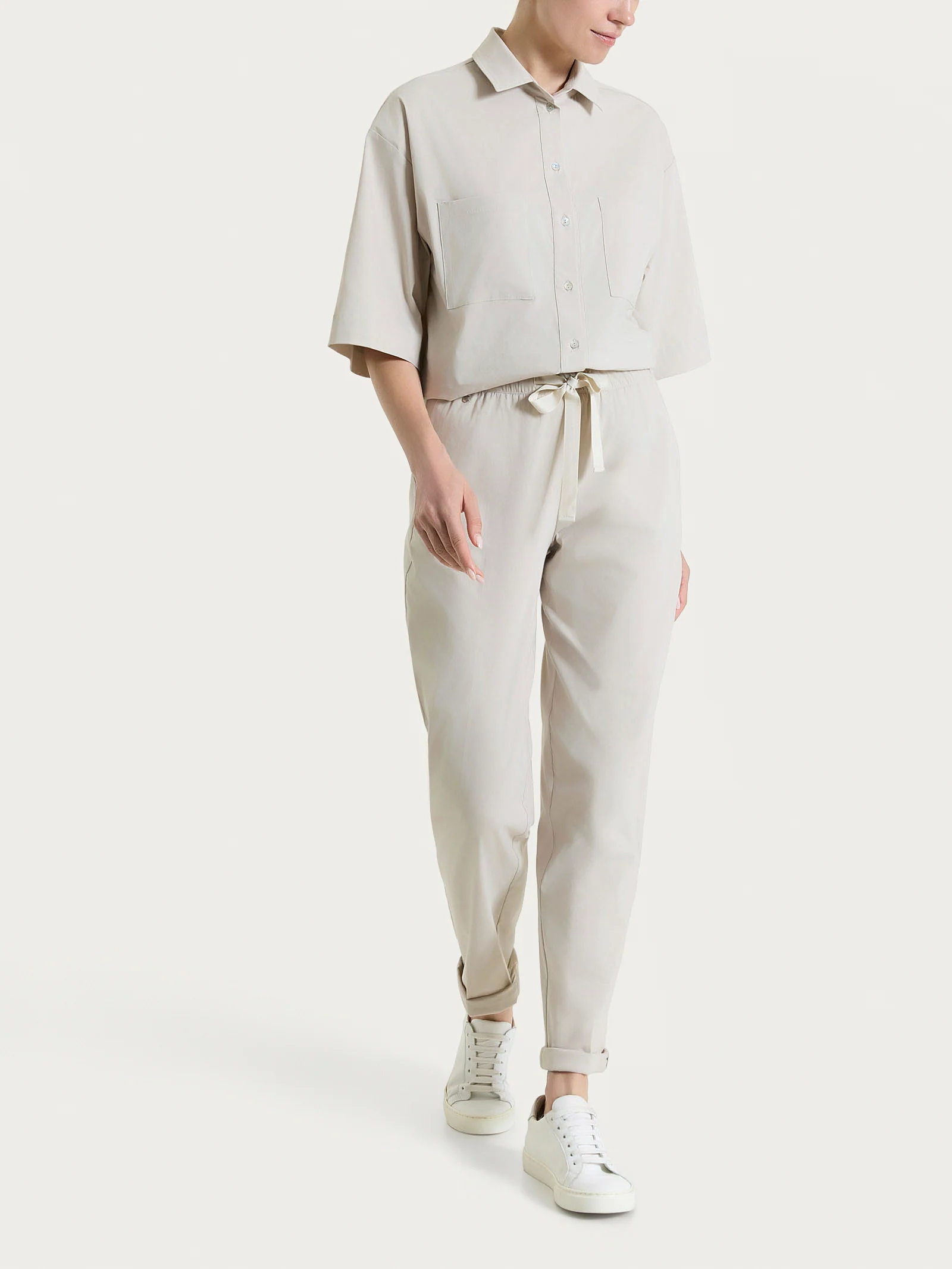 Camicia con manica corta in Super Fresh - Champignon - Image 6