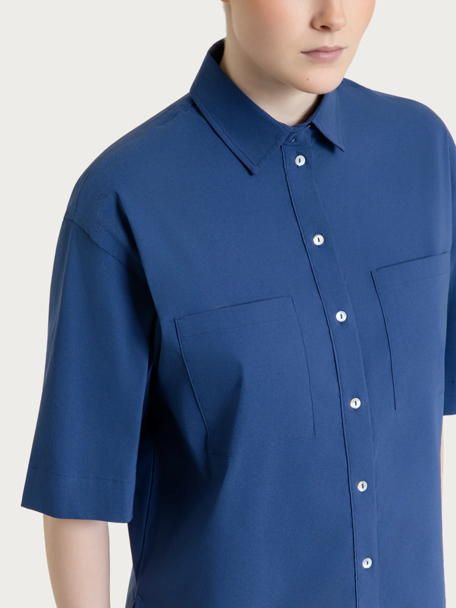 Camicia con manica corta in Super Fresh - Oceana - Image 6