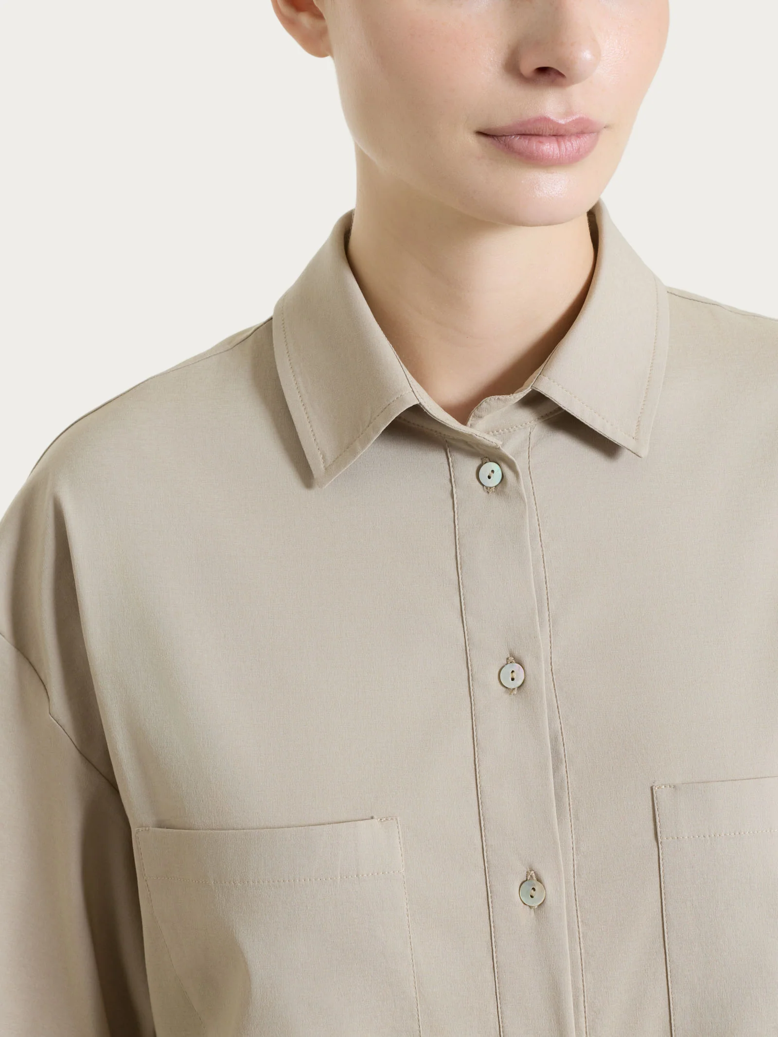 Camicia con manica corta in Super Fresh - Crockery - Image 4