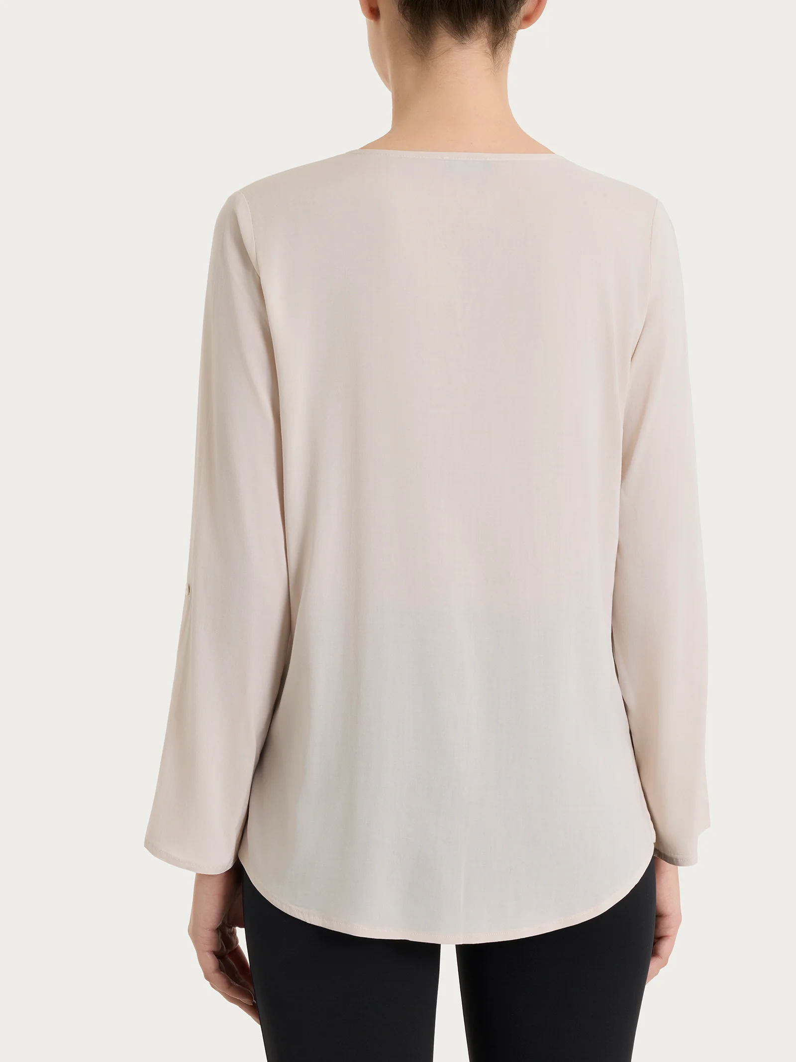 Camicia con manica risvoltabile in Voile Stretch - Champignon - Image 3