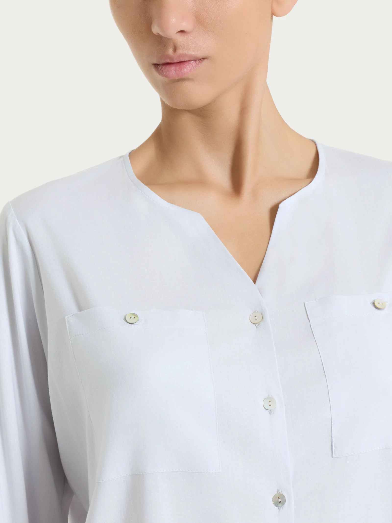 Camicia con manica risvoltabile in Voile Stretch - Lilac Hint - Image 3