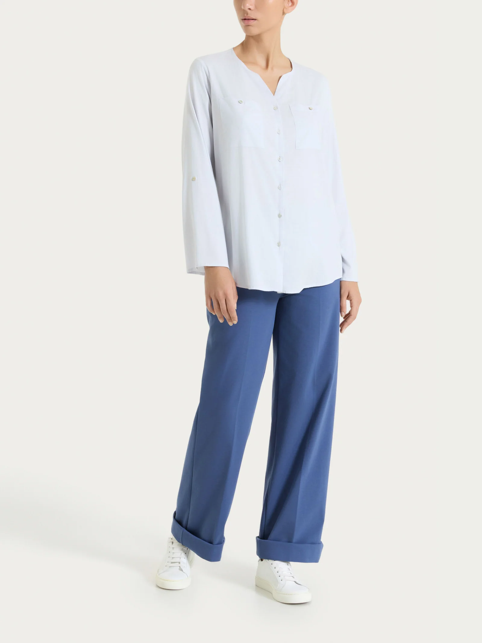 Camicia con manica risvoltabile in Voile Stretch - Lilac Hint - Image 5