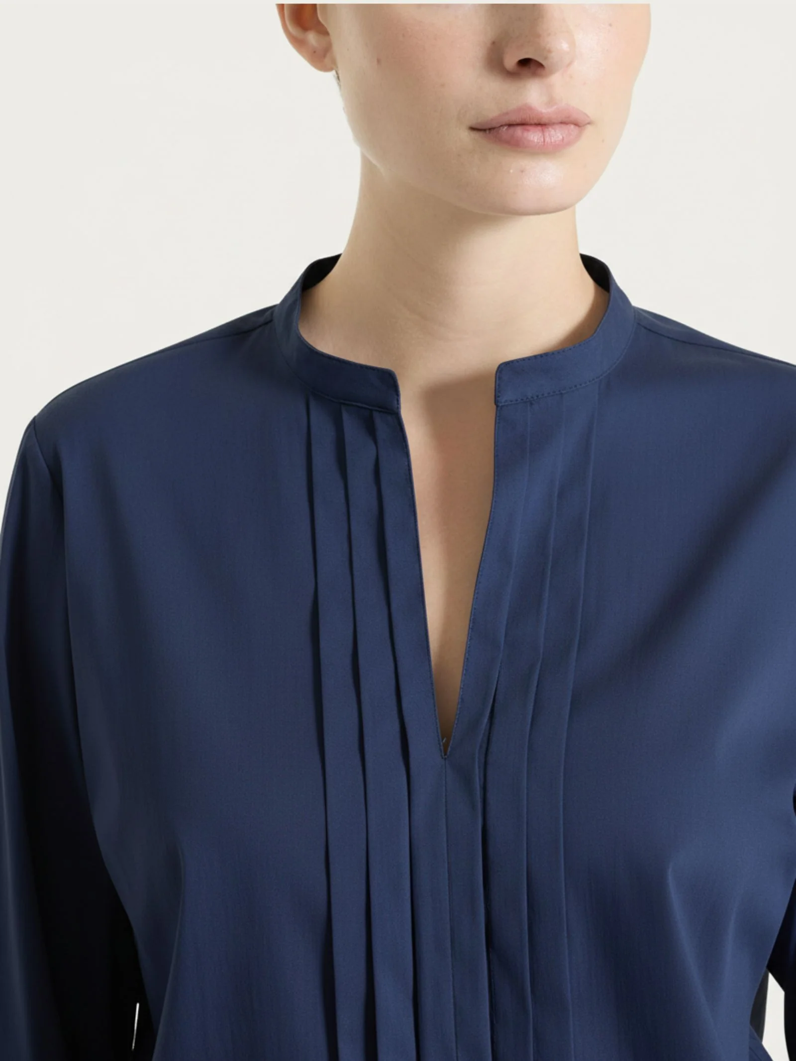 Camicia con pieghe frontali in Poplin di Cotone - Bleu - Image 3