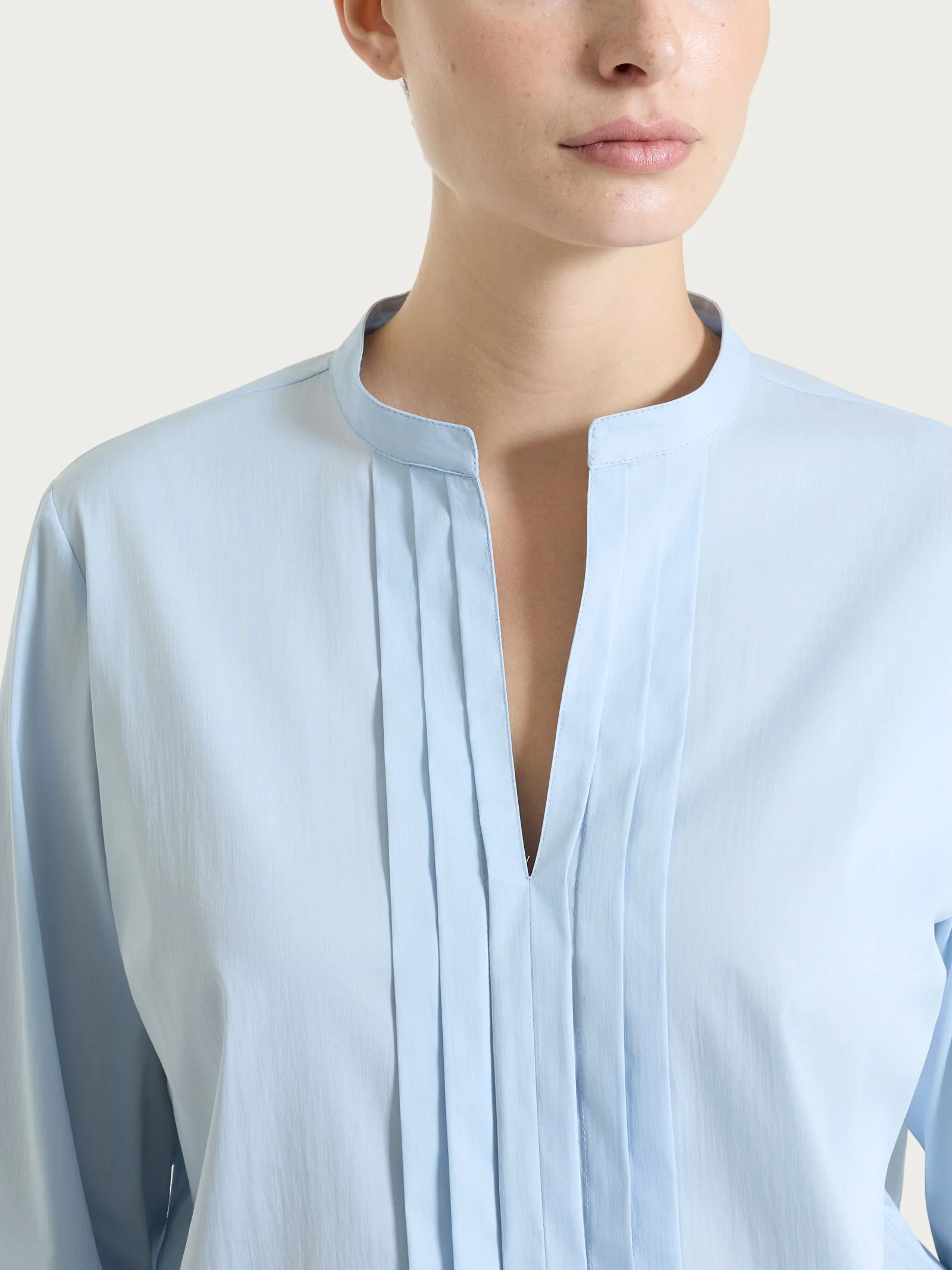 Camicia con pieghe frontali in Poplin di Cotone - Skyway - Image 3