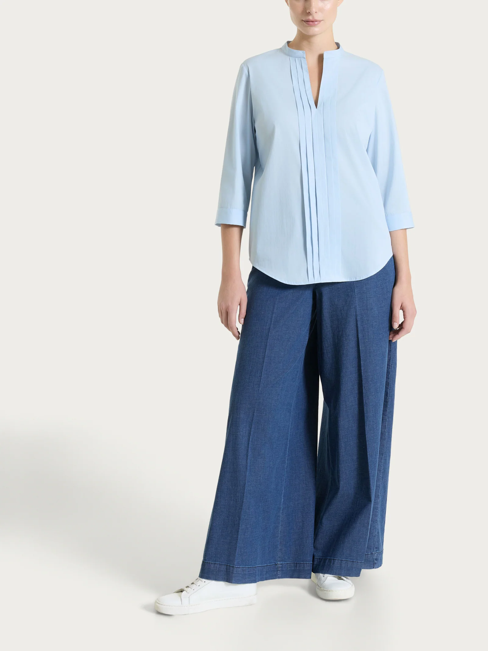 Camicia con pieghe frontali in Poplin di Cotone - Skyway - Image 5