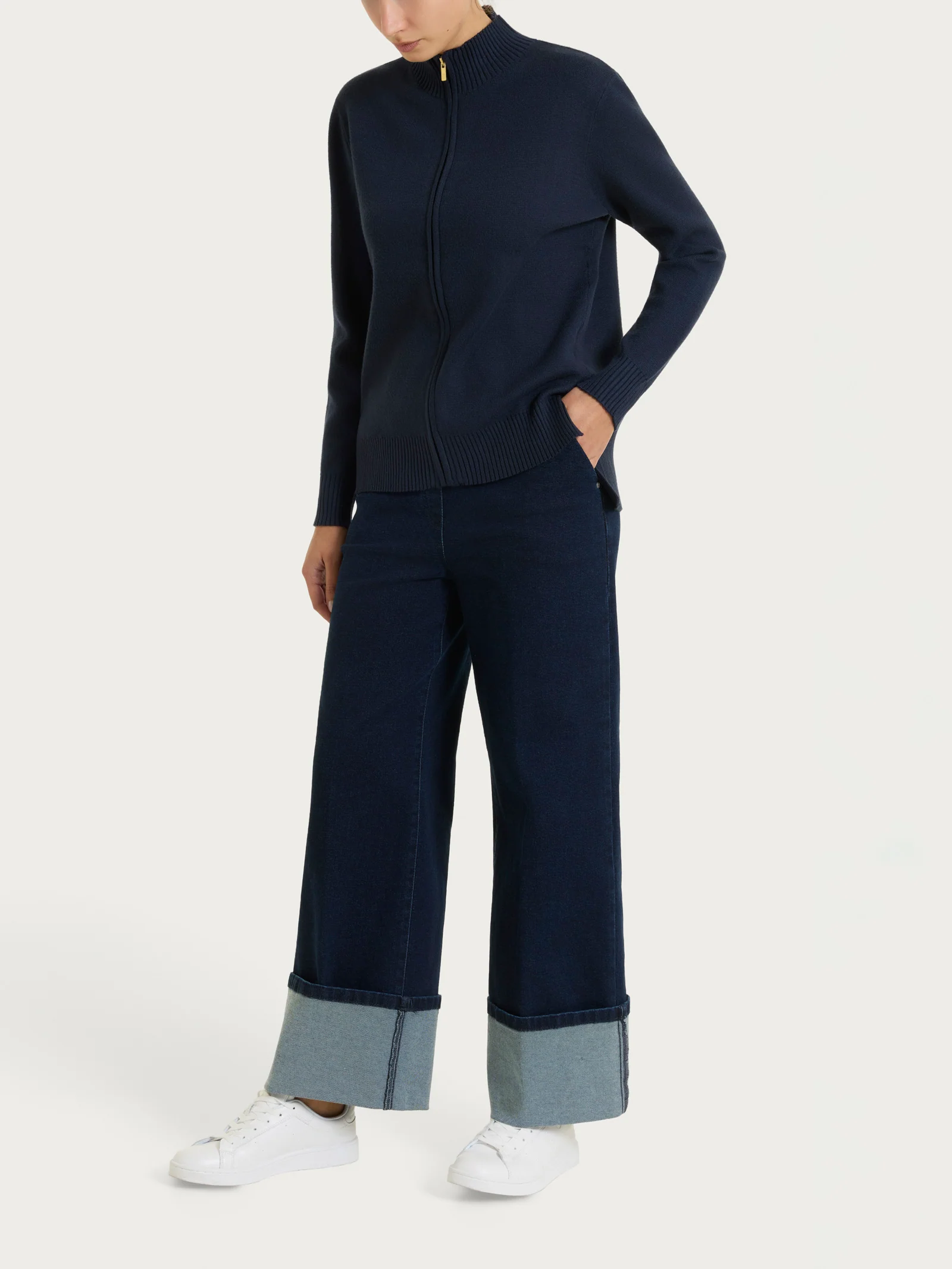 Cardigan con zip asimmetrico in Super soft - Bleu - Image 5