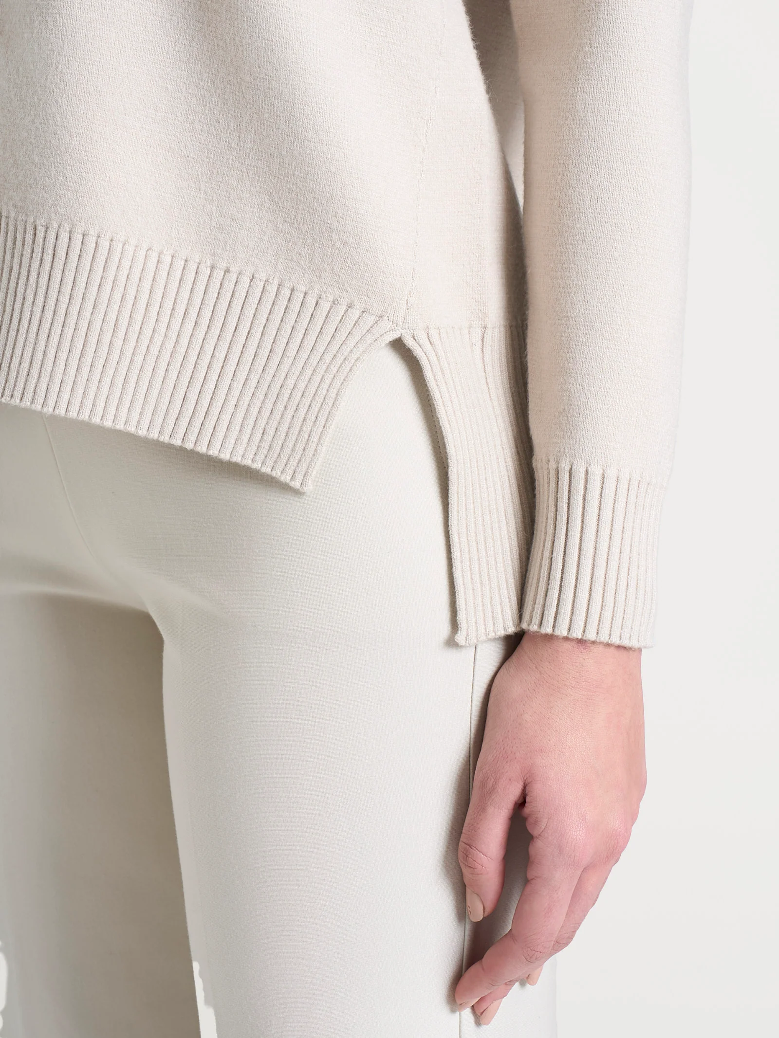 Cardigan con zip asimmetrico in Super soft - Champignon - Image 3