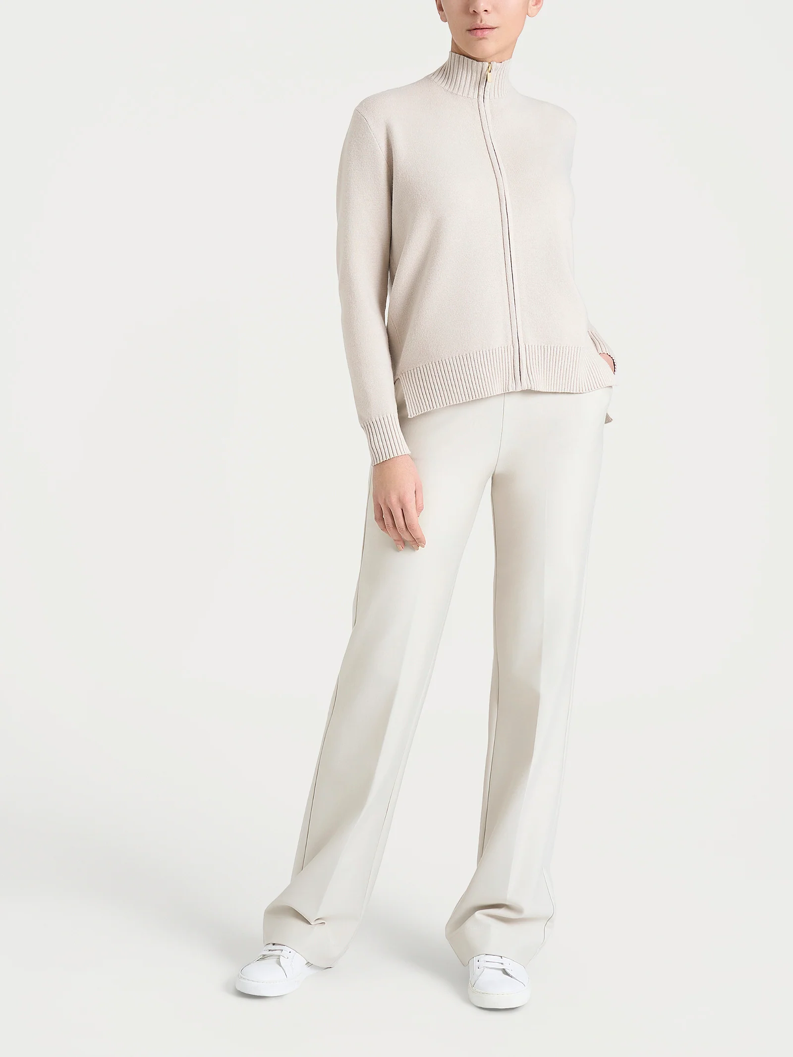 Cardigan con zip asimmetrico in Super soft - Champignon - Image 5