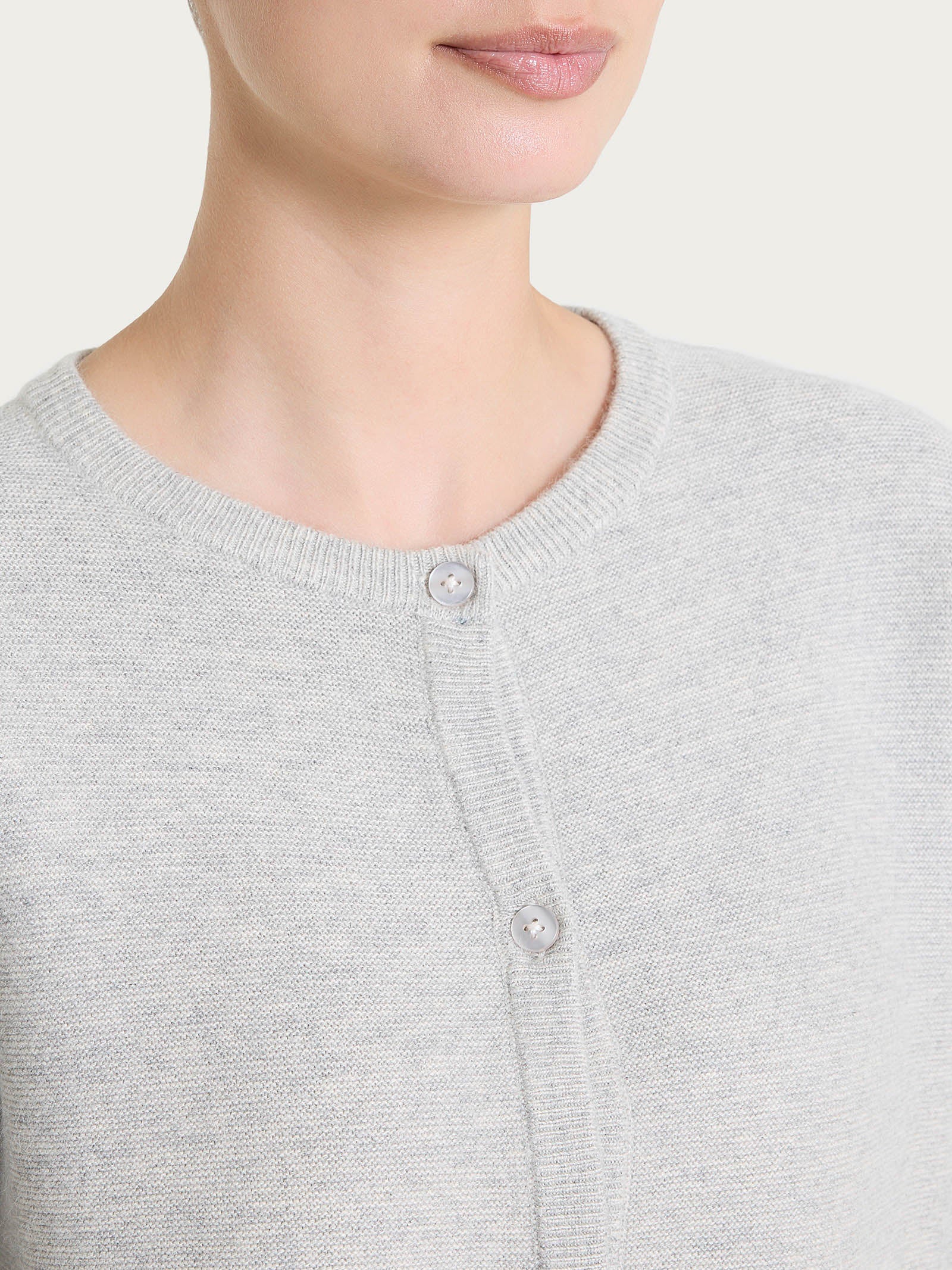 Cardigan corto Punto Links in Natural Soft - Ghiaia Mel. - Image 3