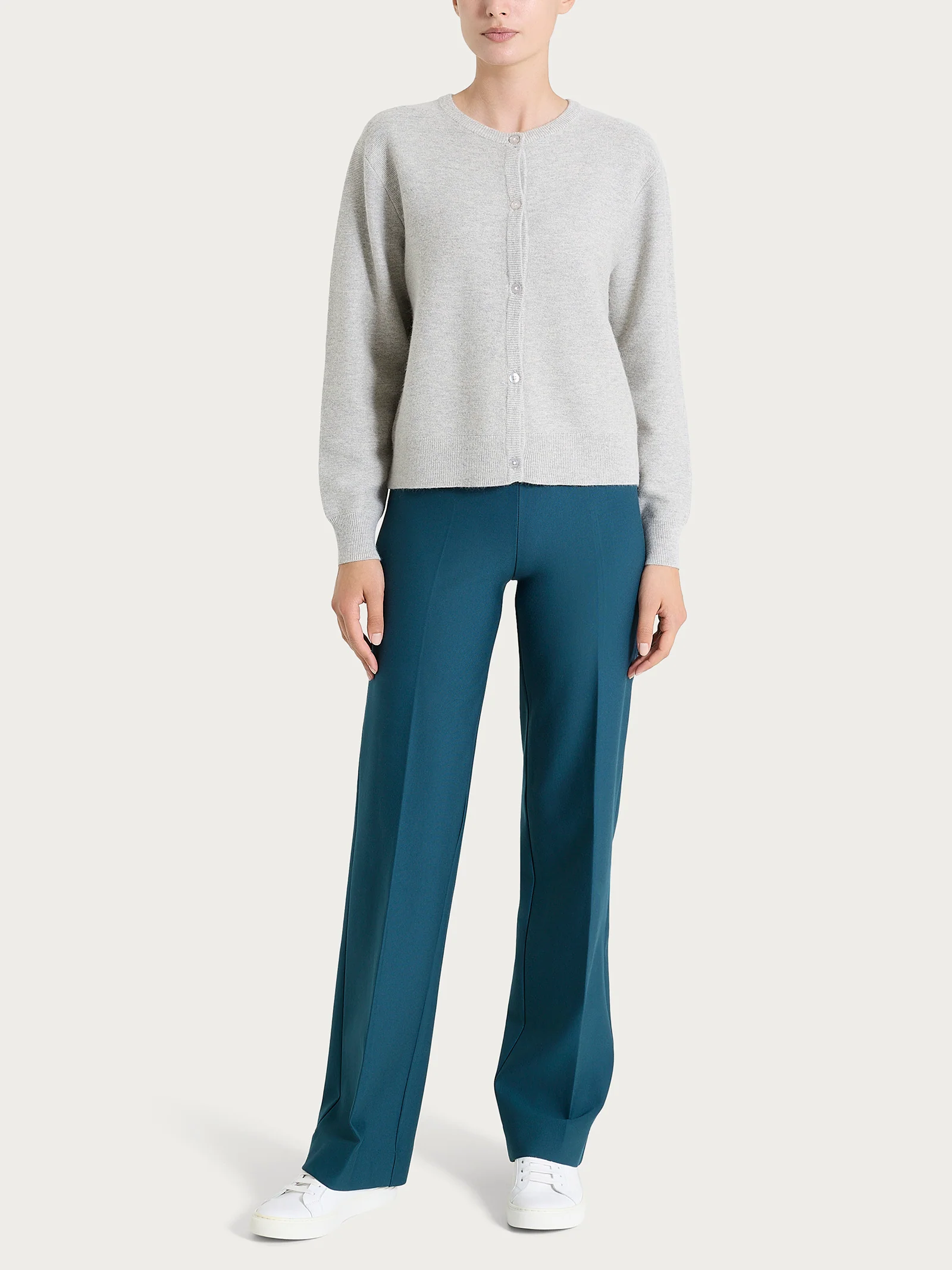 Cardigan corto Punto Links in Natural Soft - Ghiaia Mel. - Image 4