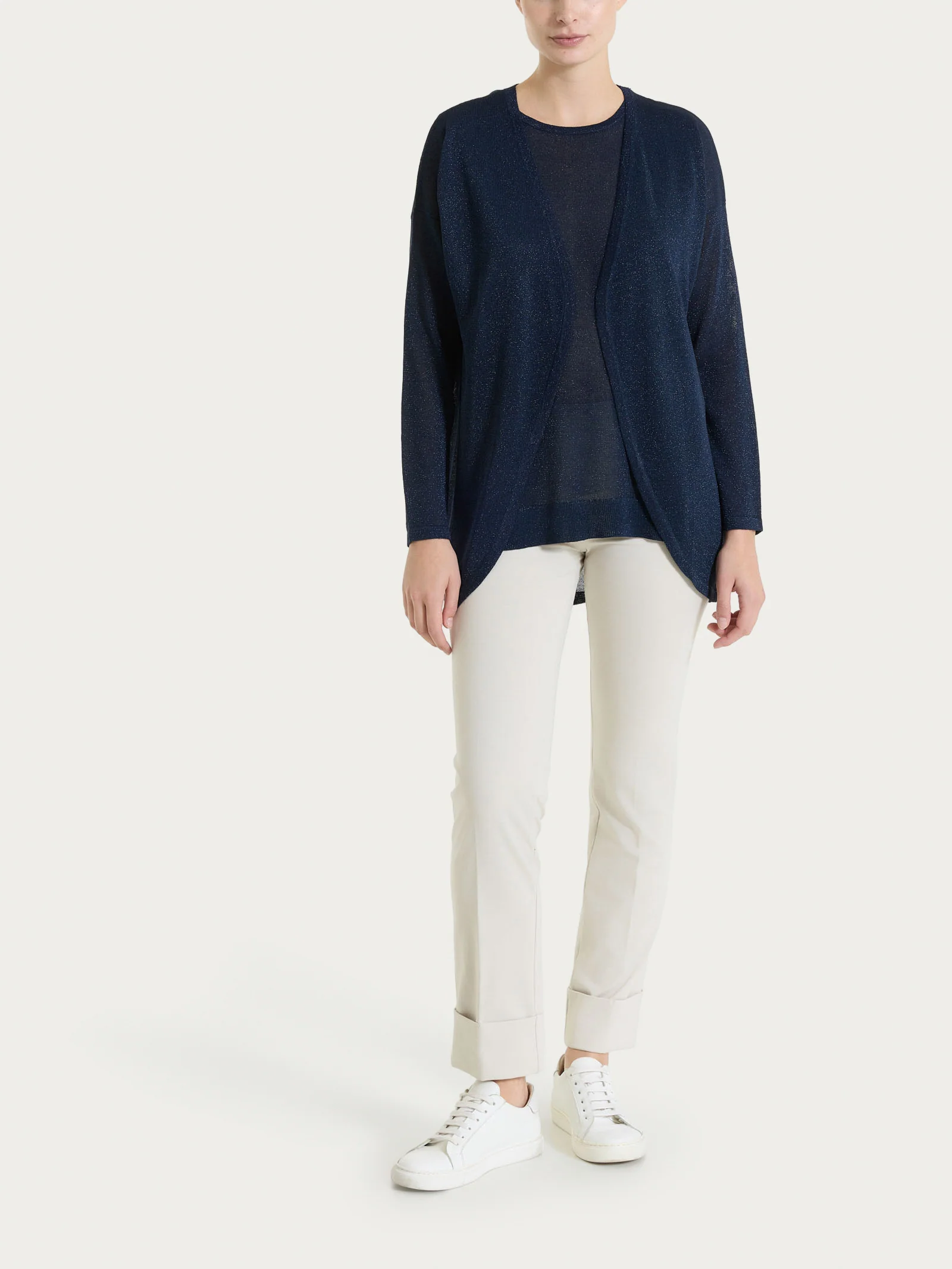 Cardigan in Crêpe Lurex - Bleu - Image 4