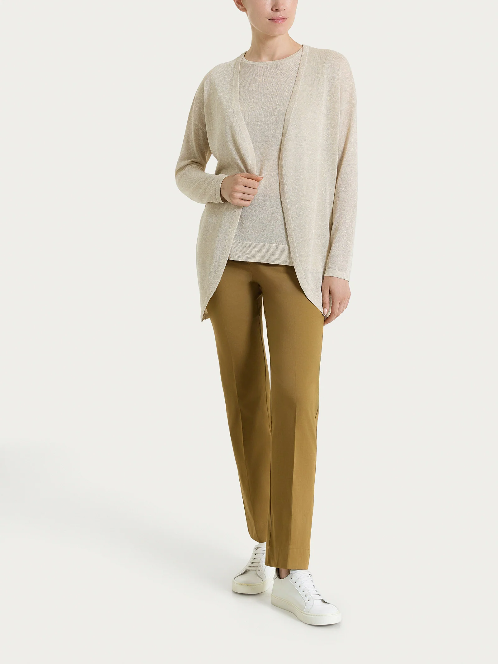 Cardigan in Crêpe Lurex - Champignon - Image 4