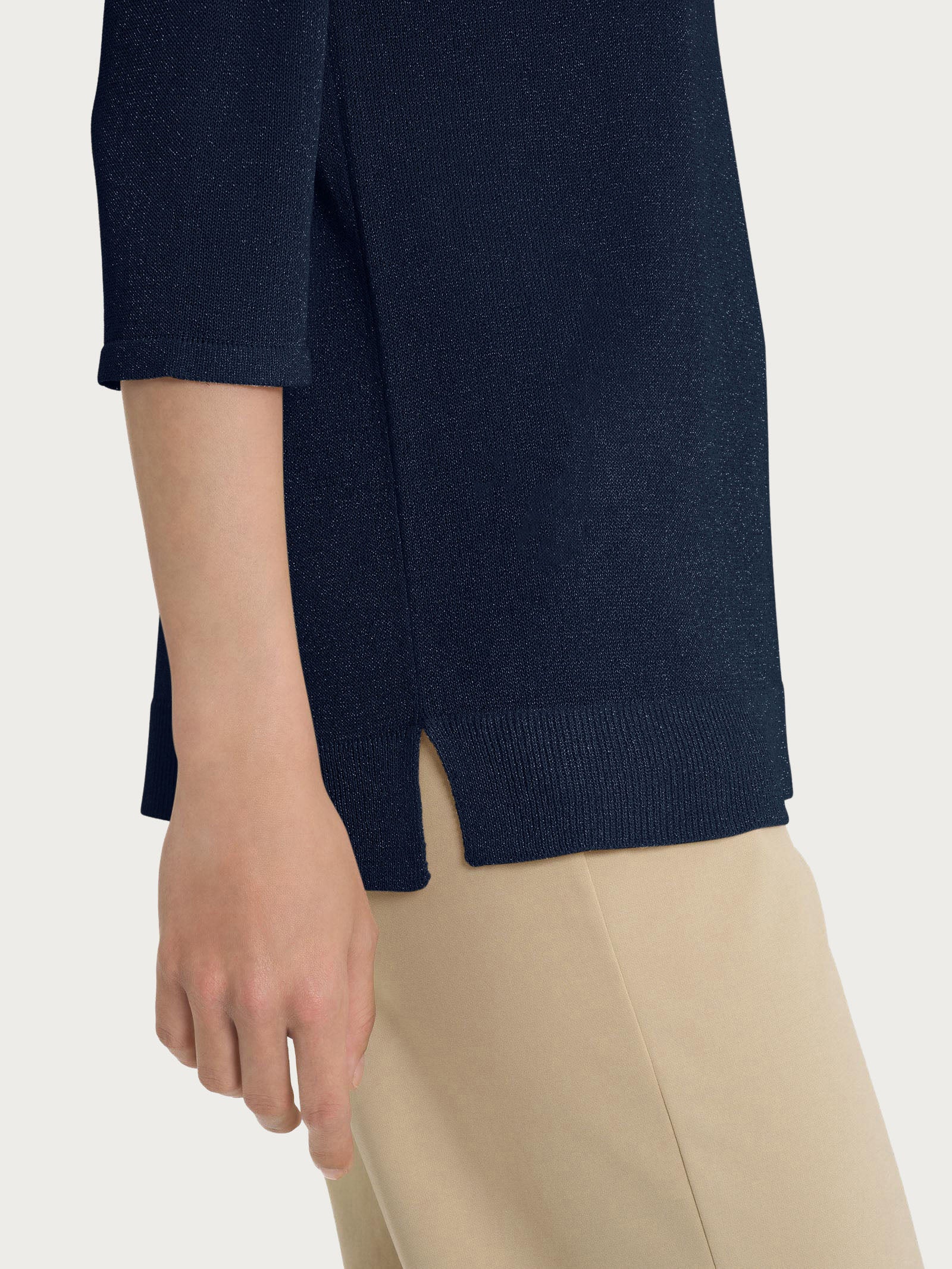 Maglia con manica 3/4 in Crêpe Lurex - Bleu - Image 3