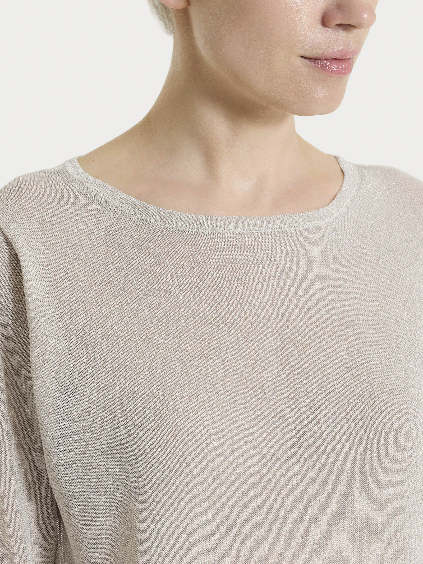 Maglia con manica 3/4 in Crêpe Lurex - Lilac Ash - Image 3