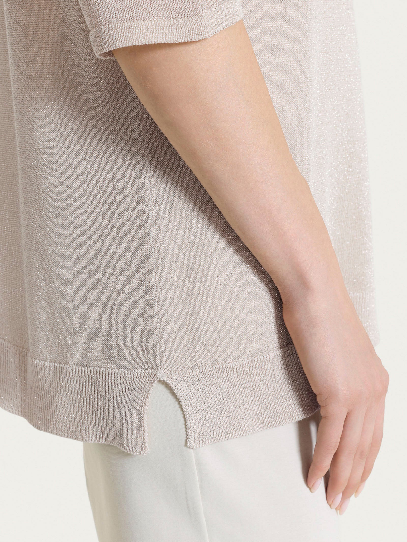 Maglia con manica 3/4 in Crêpe Lurex - Lilac Ash - Image 4