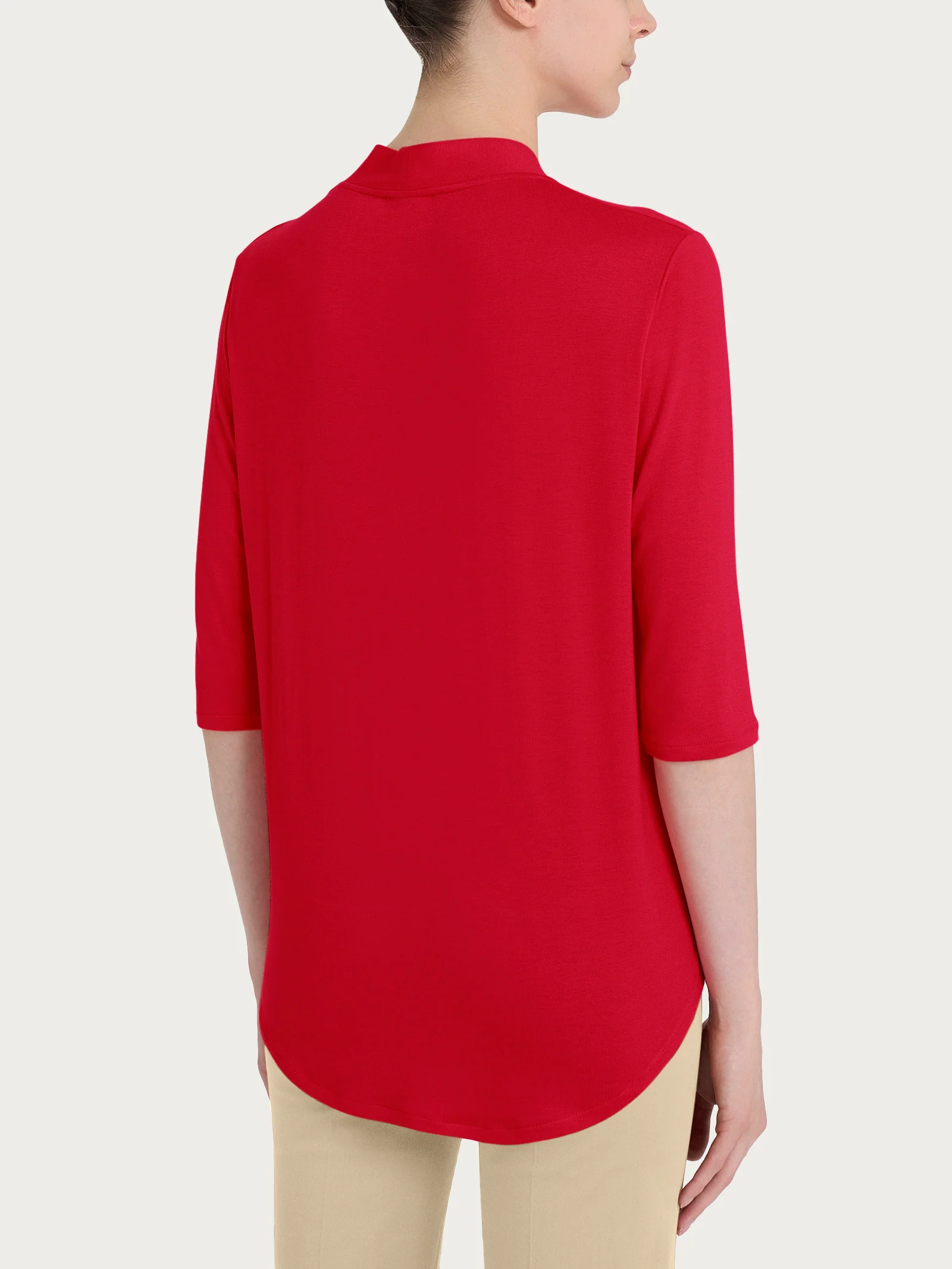 Maglietta con scollo a V in Viscosa Summer - Salsa - Image 4