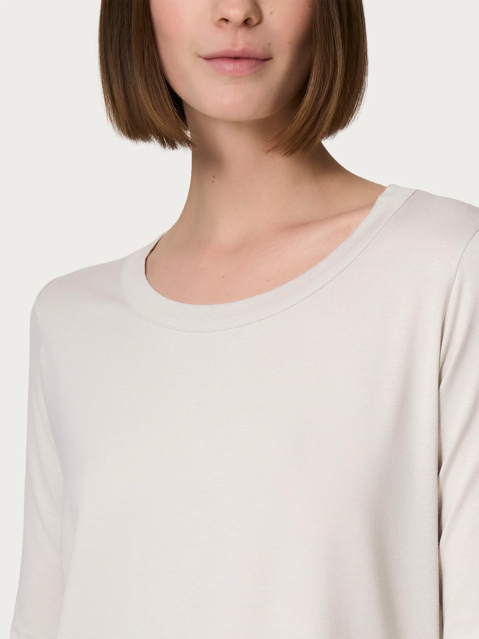 Maglietta girocollo in Viscosa Summer - Champignon - Image 3