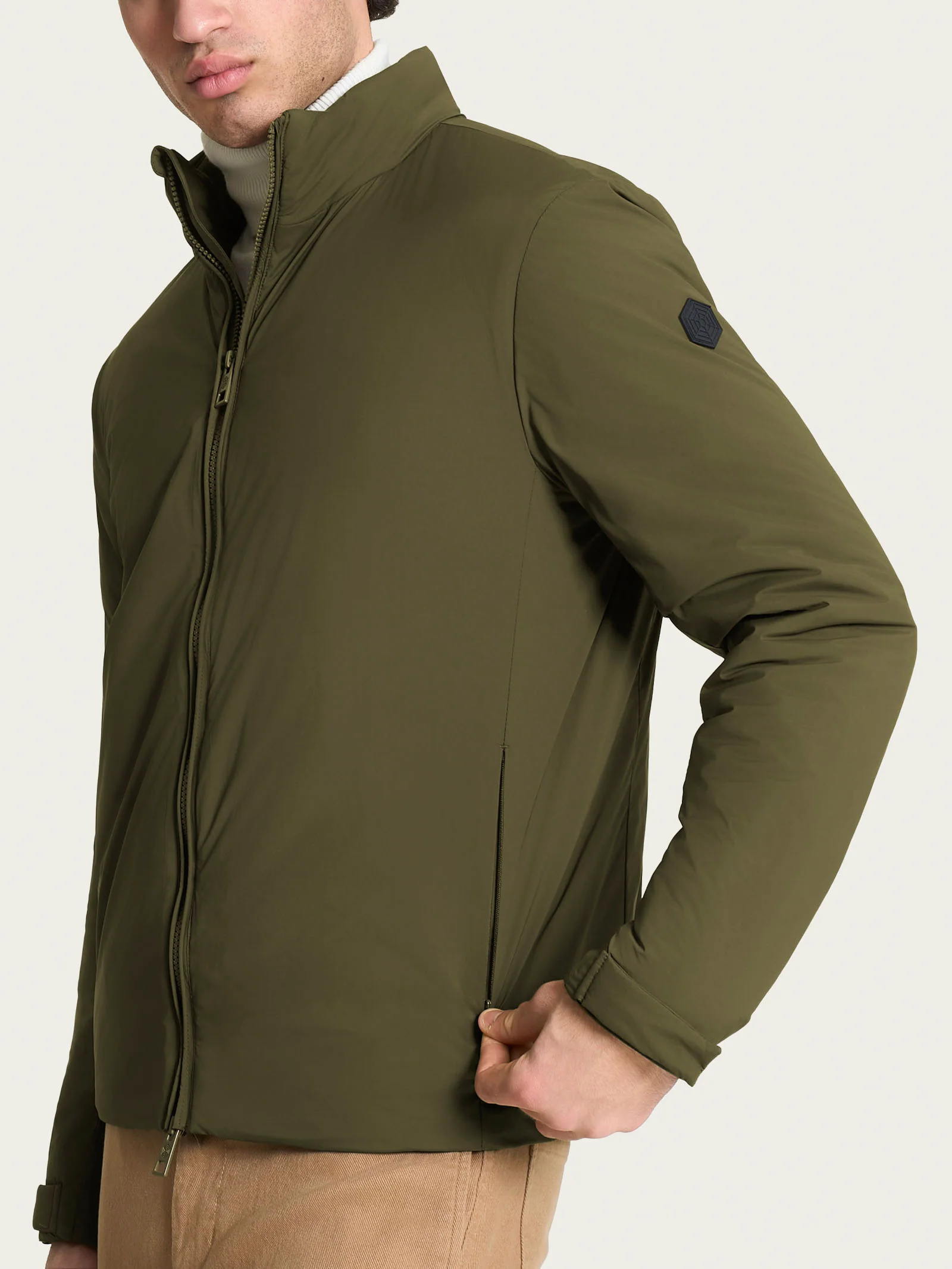 Piumerino Corto 100 grammi imbottito in lana  - Dark Olive - Image 3