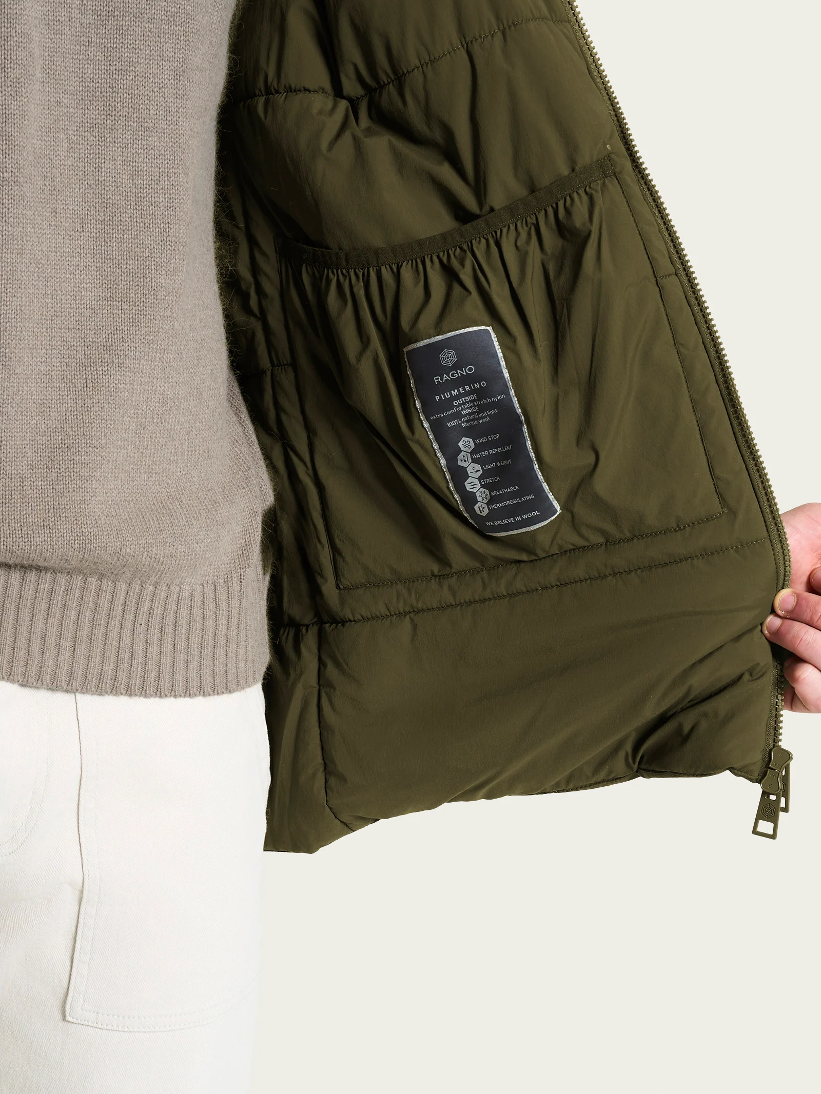 Piumerino Parka in lana con cappuccio - Dark Olive - Image 3