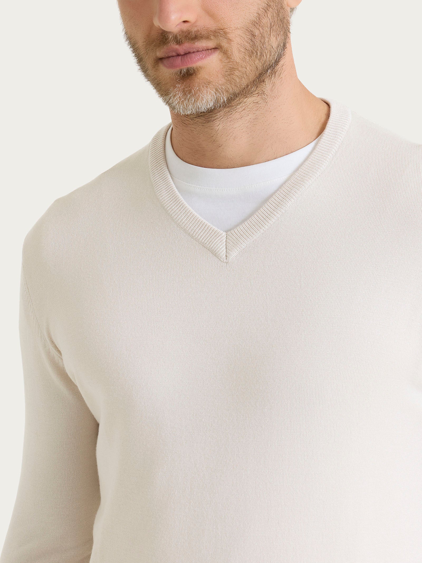 Pull scollo a V Four Seasons - Champignon - Image 3