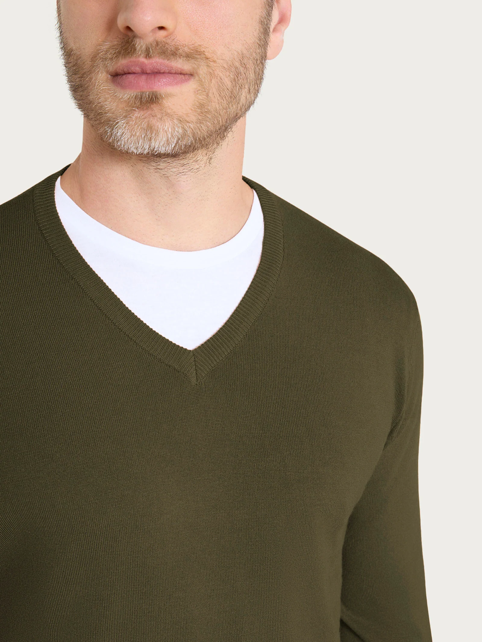 Pull scollo a V Four Seasons - Dark Olive - Image 3