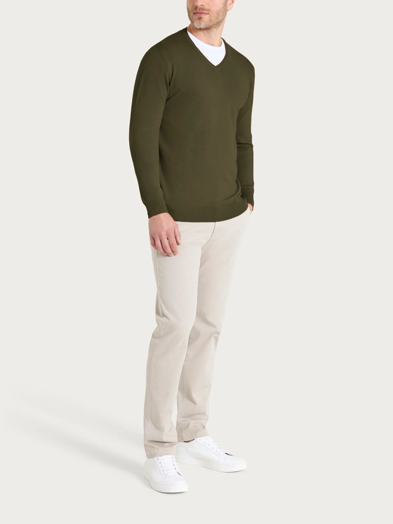 Pull scollo a V Four Seasons - Dark Olive - Image 4